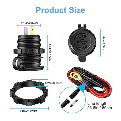 Type C + Dual QC 3.0 USB Socket with Dust Cover