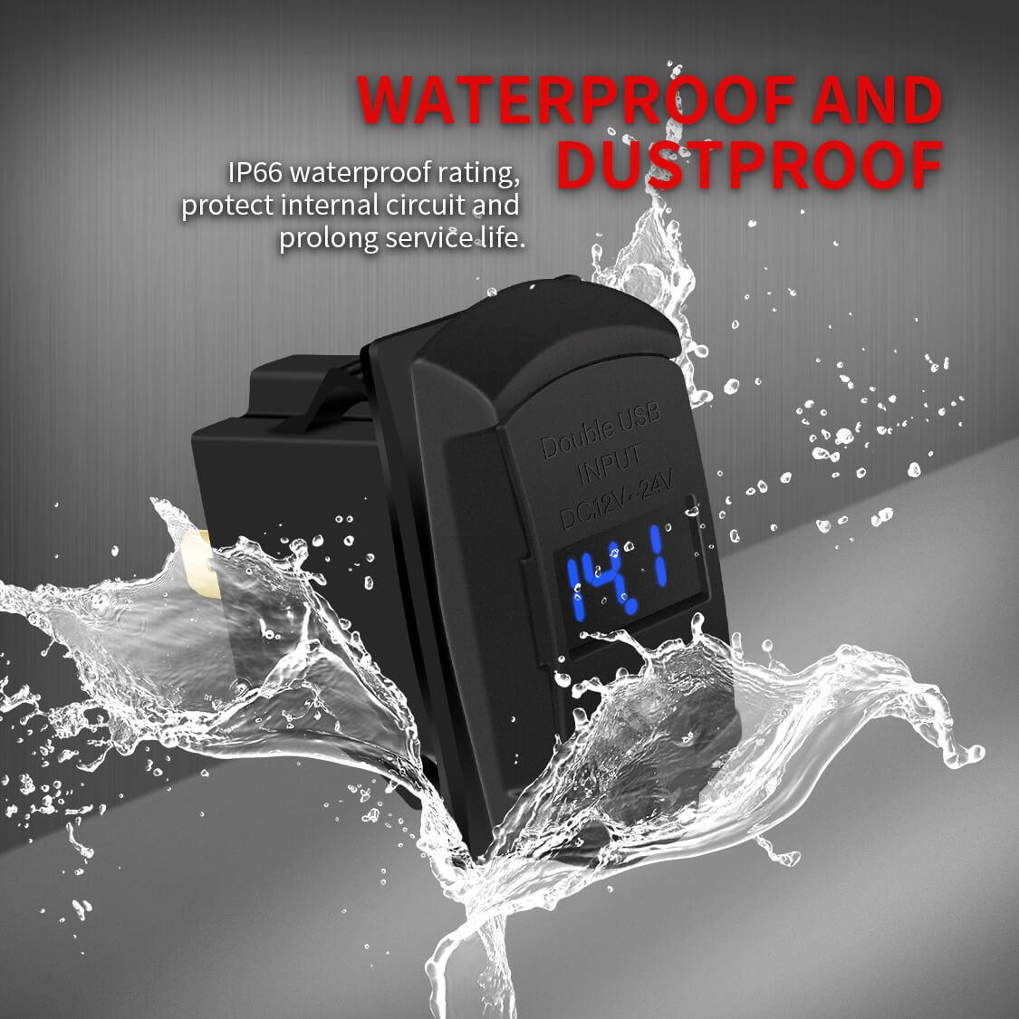 Rocker Switch Style 4.2A Dual USB Power Outlet with Dust Cover