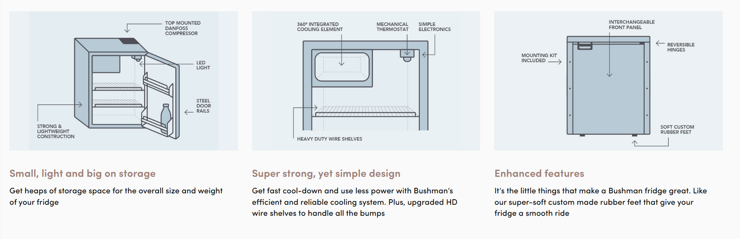 Bushman DC85X, 85L Fridge Freezer 12V / 24V