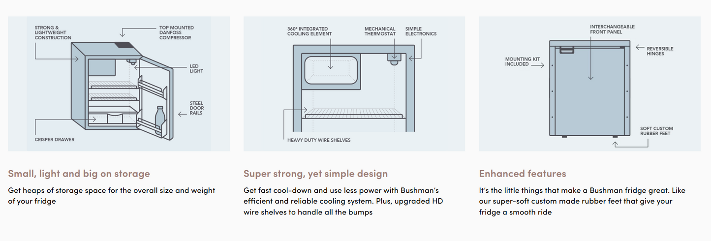 Bushman DC130X, 130L Fridge/Freezer 12V / 24V