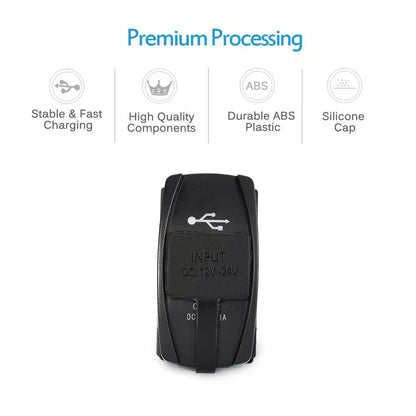 Rocker Switch Style 3.1A Dual USB Power Outlet with Dust Cover