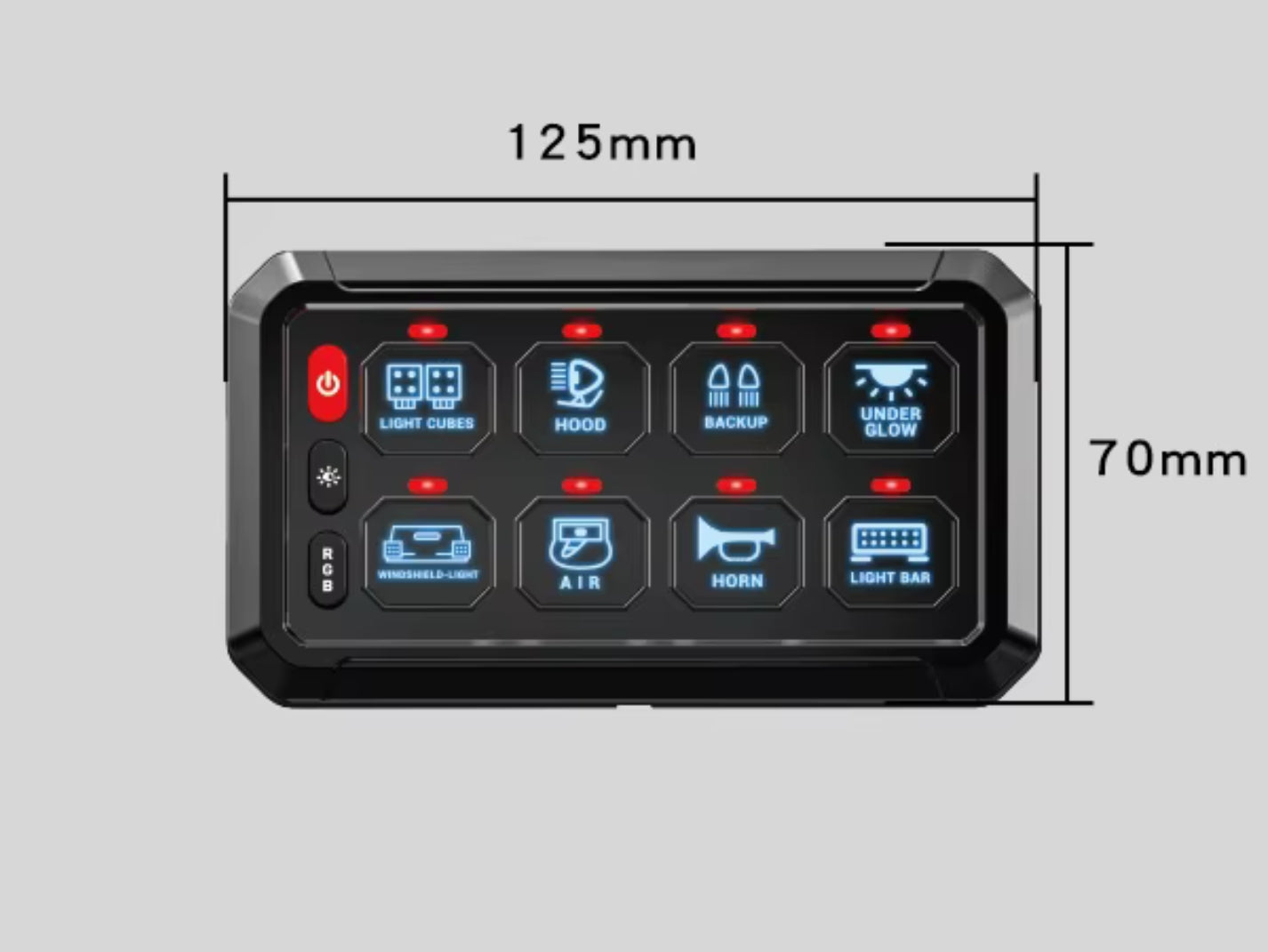 Rogue 12V/24V 8 Gang Wireless Switch Panel with Magnetic Charging Cradle