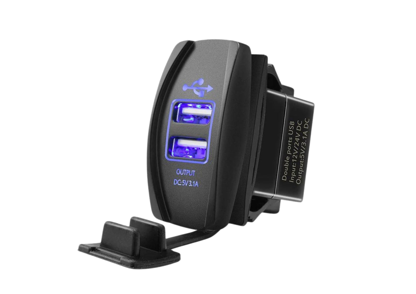 Rocker Switch Style 3.1A Dual USB Power Outlet with Dust Cover