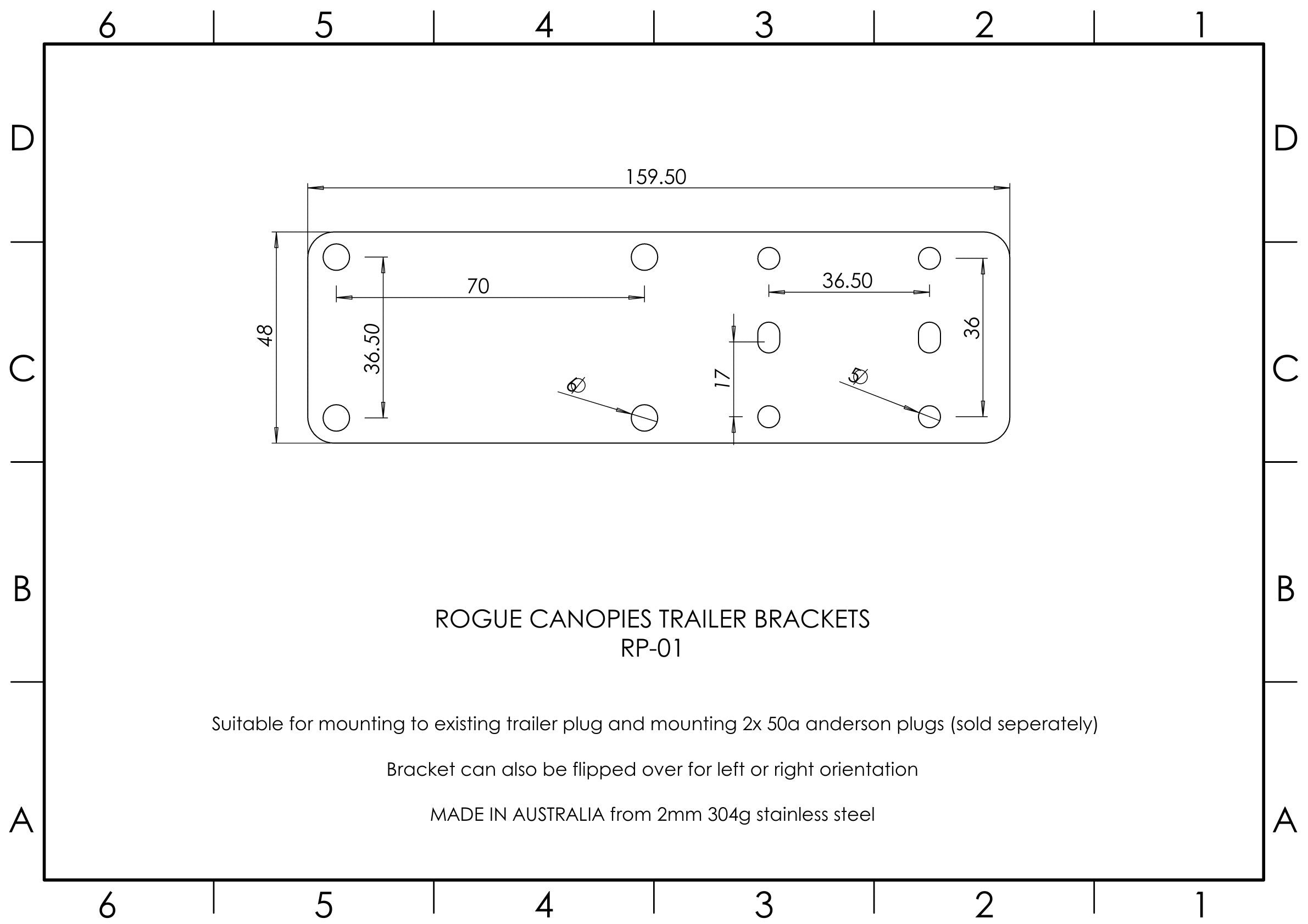 Trailer Bracket to Mount Existing Trailer Socket & Dual 50a Anderson Plugs