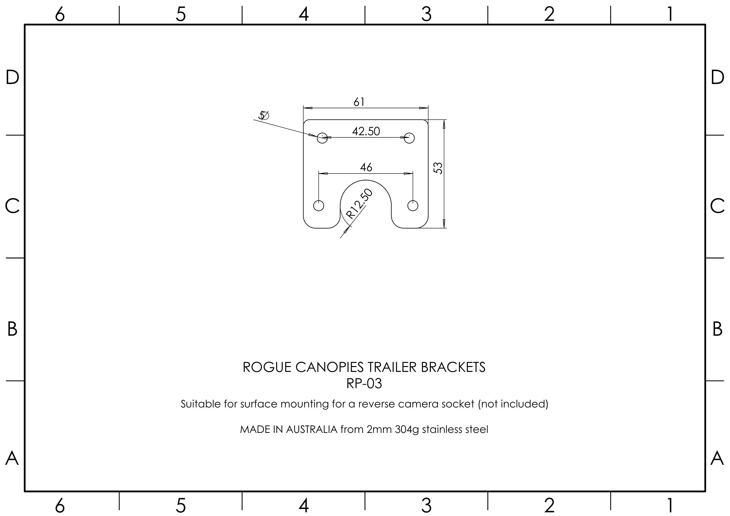 Trailer Bracket Reverse Camera Socket Mounting Plate
