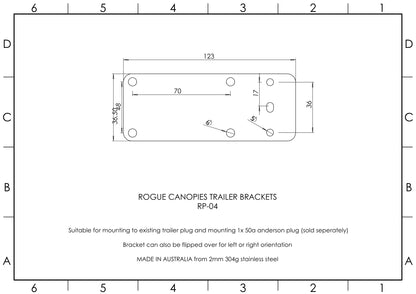 Trailer Bracket to Mount Existing Trailer Plug & Mount 1x 50A Anderson Plug