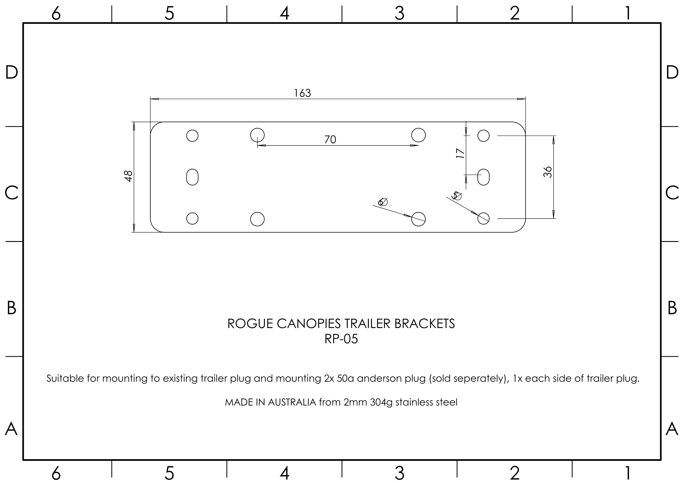 Trailer Bracket to Mount Existing Trailer Plug & Mount 2x 50A Anderson Plugs, 1x Each Side of Trailer Plug